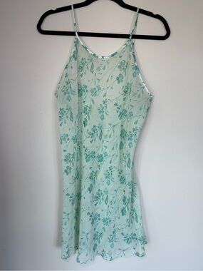 Vintage LA Intimates Floral Sheer Satin Slip Mini Dress Dainty Fairy Whimsical